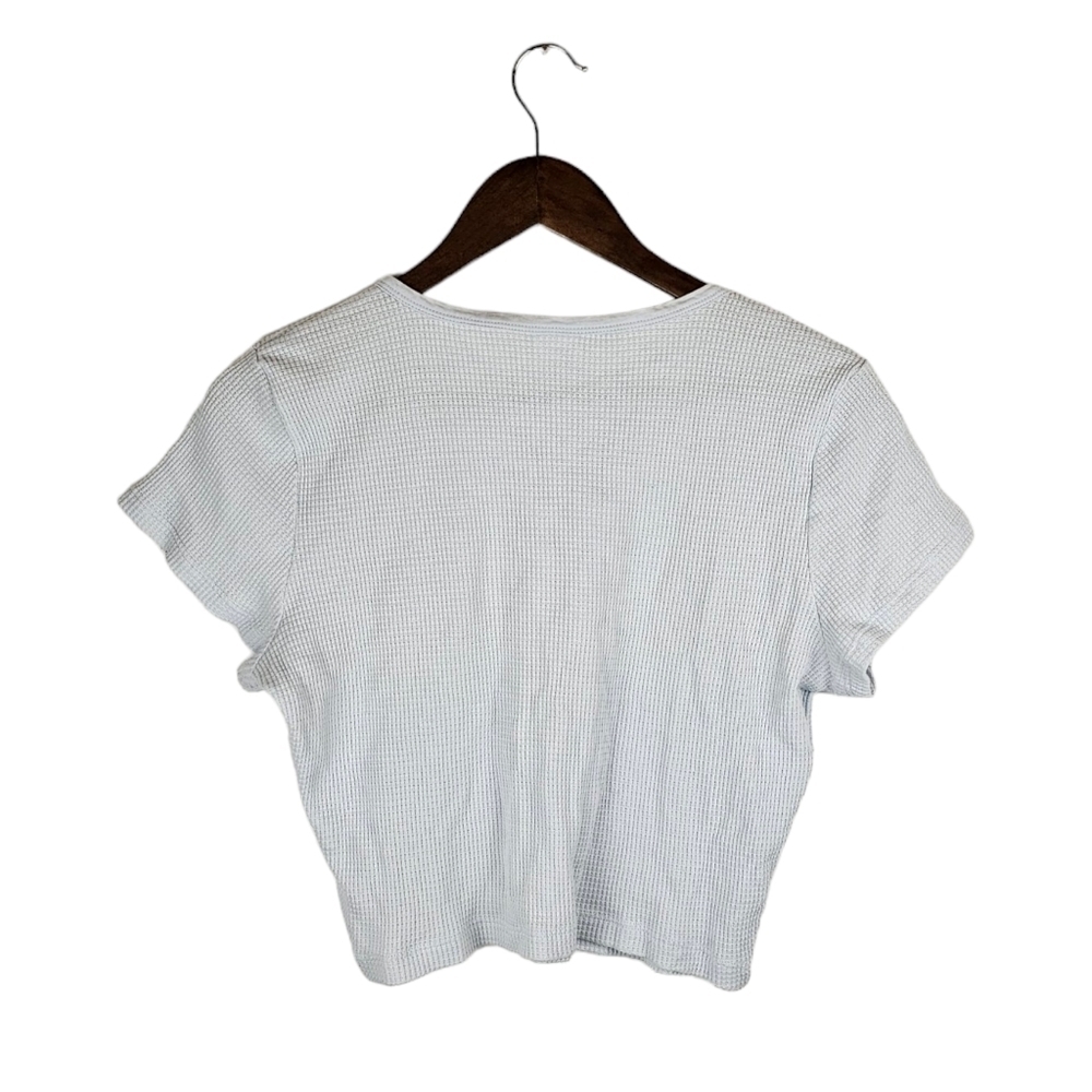 Tna Light Blue Knotched Crop Top T Shirt Size L - Picture 2 of 5